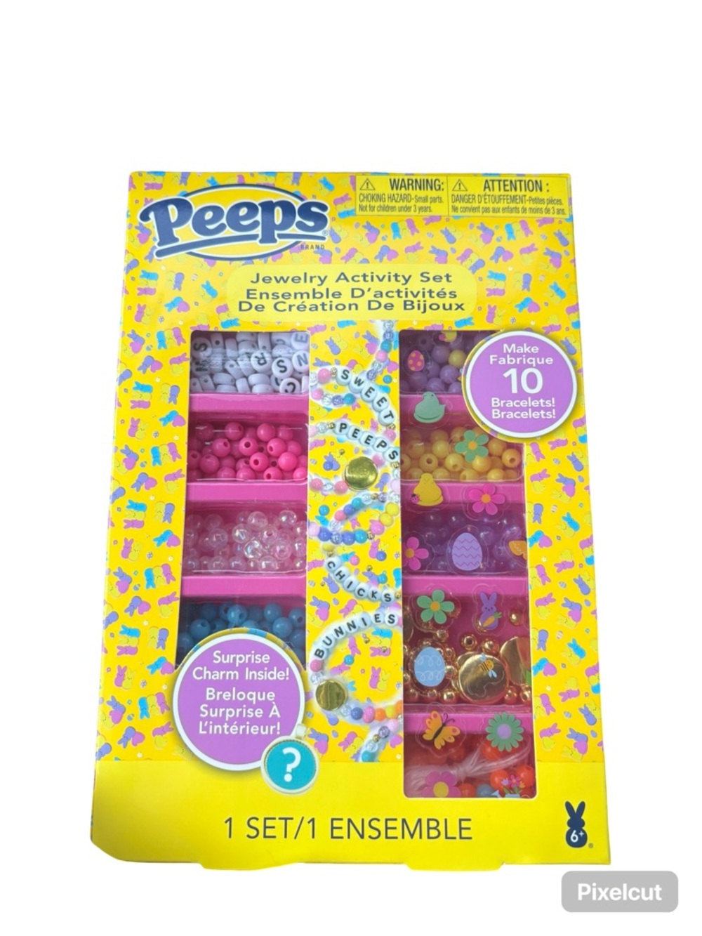 Peeps Jewelry Activity Set - Yellow Packaging with Pink, Blue, Purple Beads